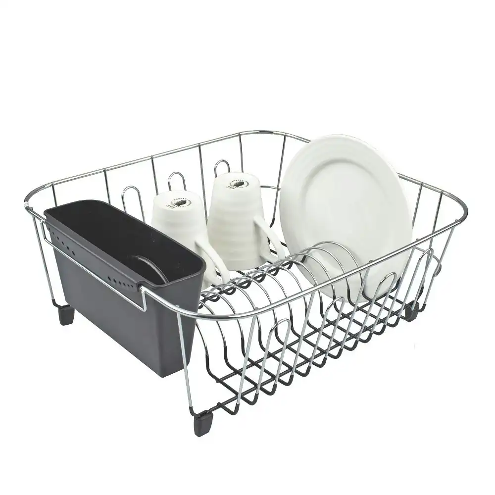 Dline Small Chrome Dish Rack With Caddy