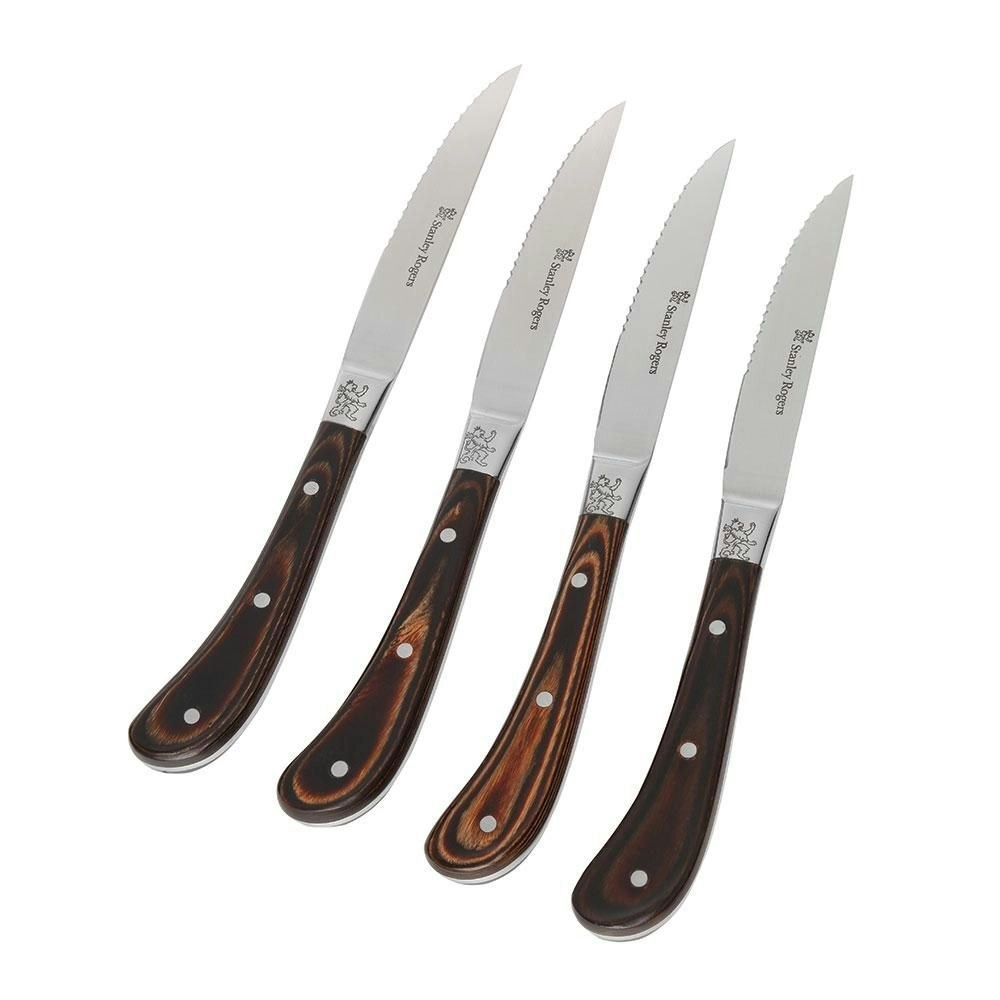 Stanley Rogers 4 Piece Pistol Grip Steak Knives   Woodlands Brown