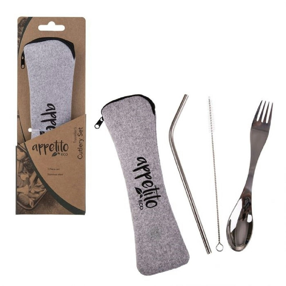 Appetito Eco Traveller's 3 Piece Stainless Steel Cutlery Set