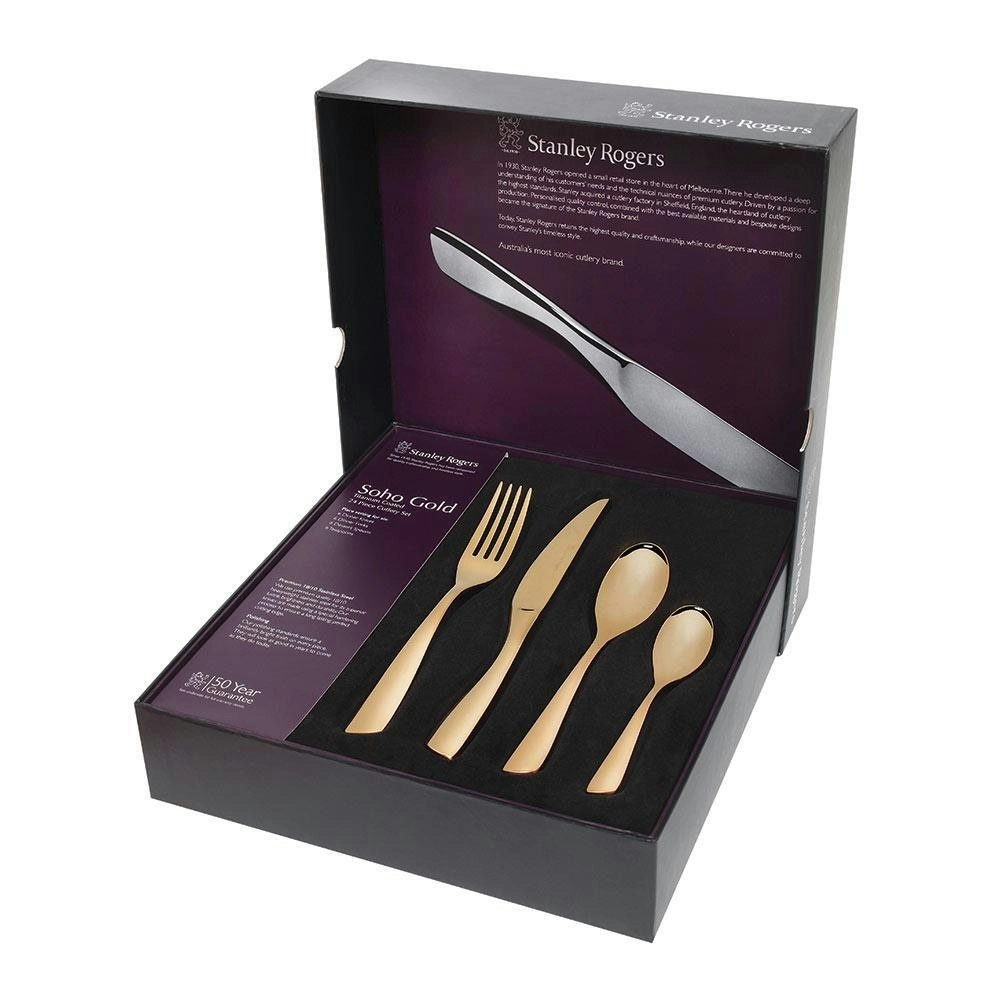 Stanley Rogers 24 Piece Soho Gold Cutlery Gift Boxed Set