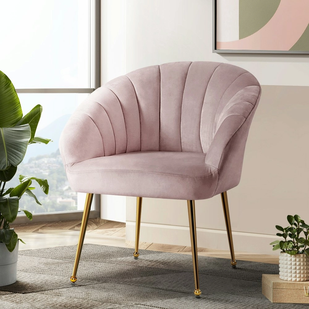 Artiss Armchair Velvet Pink Eloise