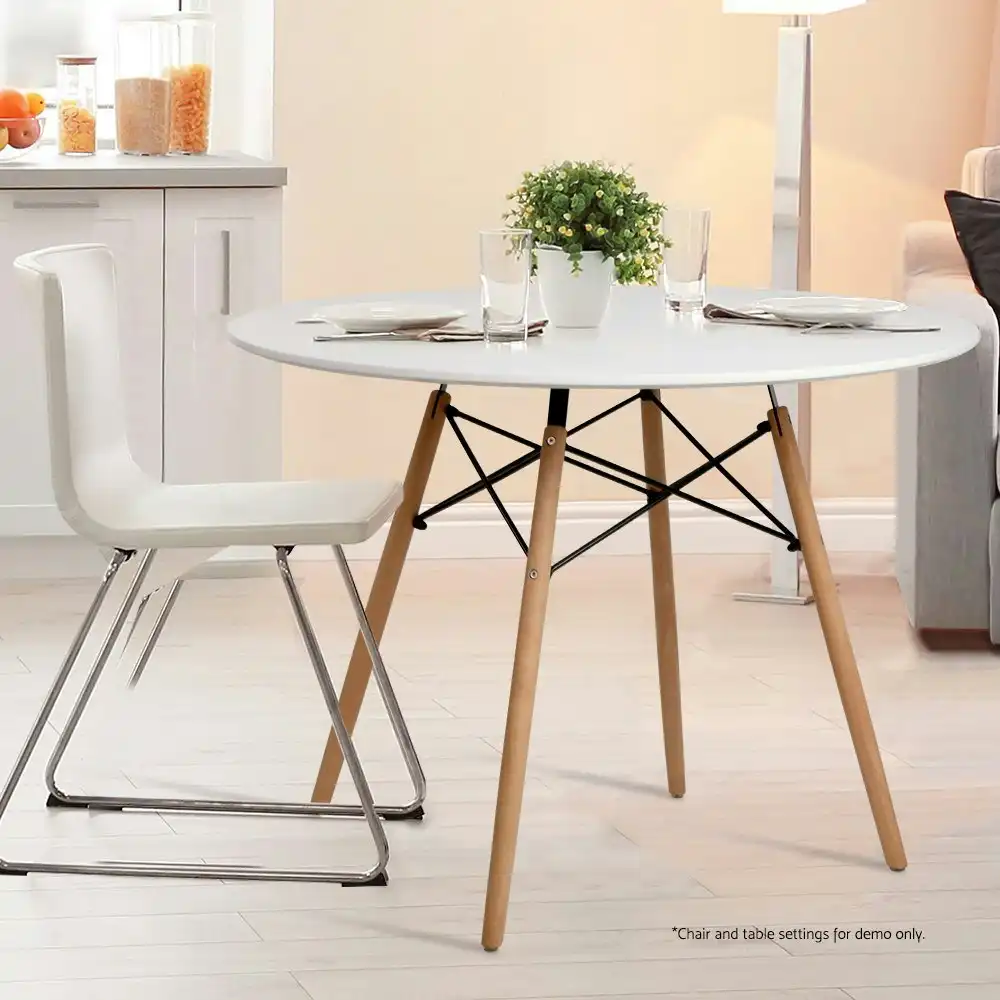 Artiss Dining Table Round White 4 Seater 100CM