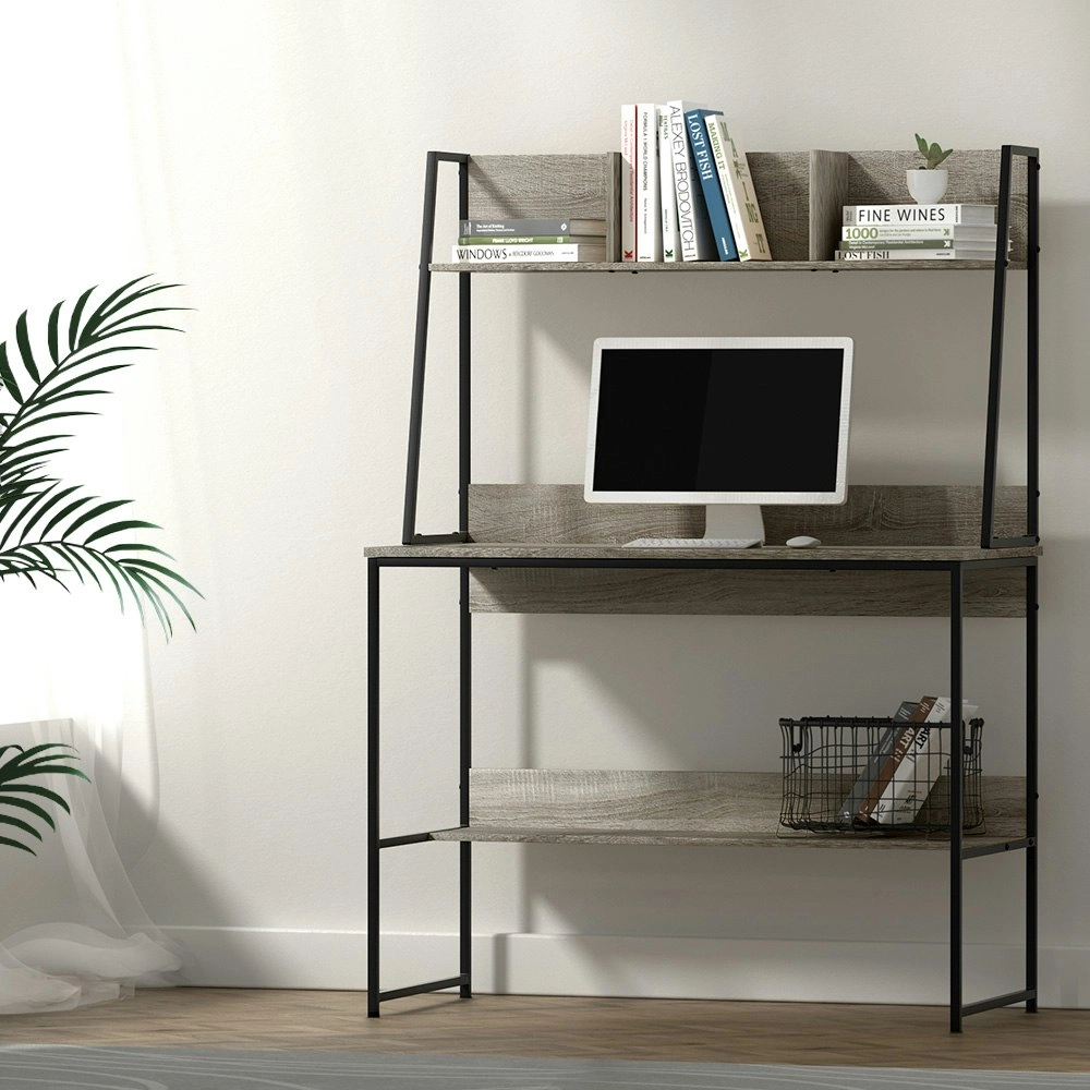 Artiss Computer Desk Bookshelf Storage Grey 100CM