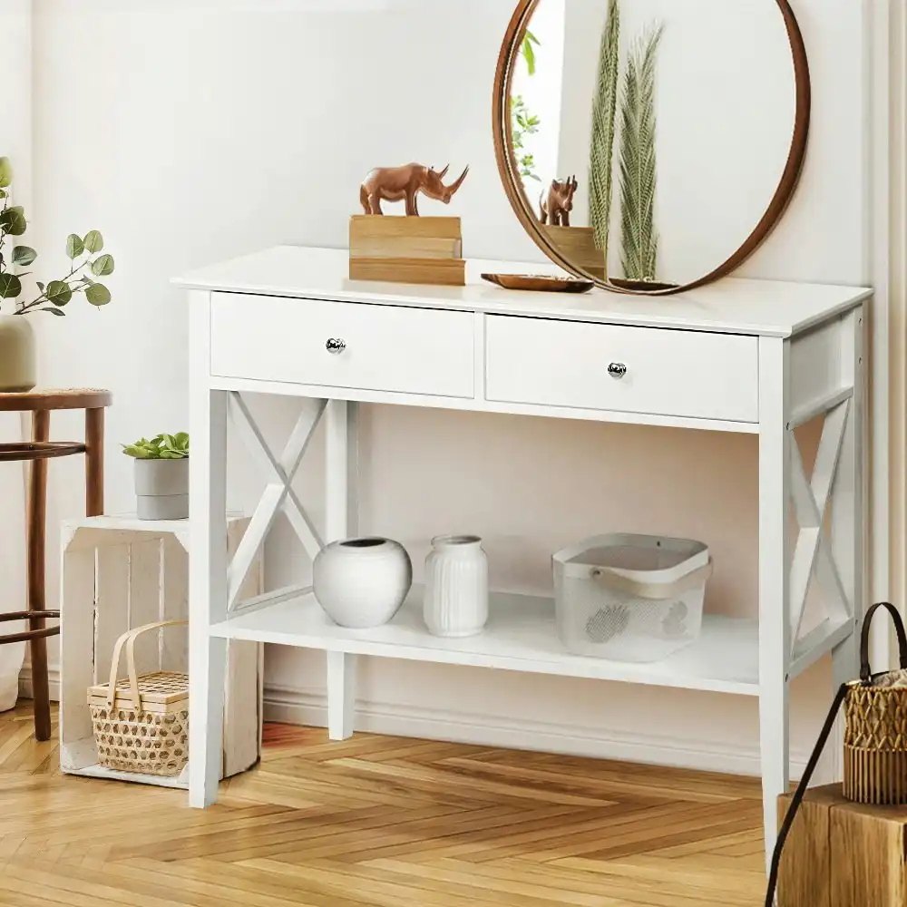 Artiss Console Table 2 Drawers 100CM White Chole