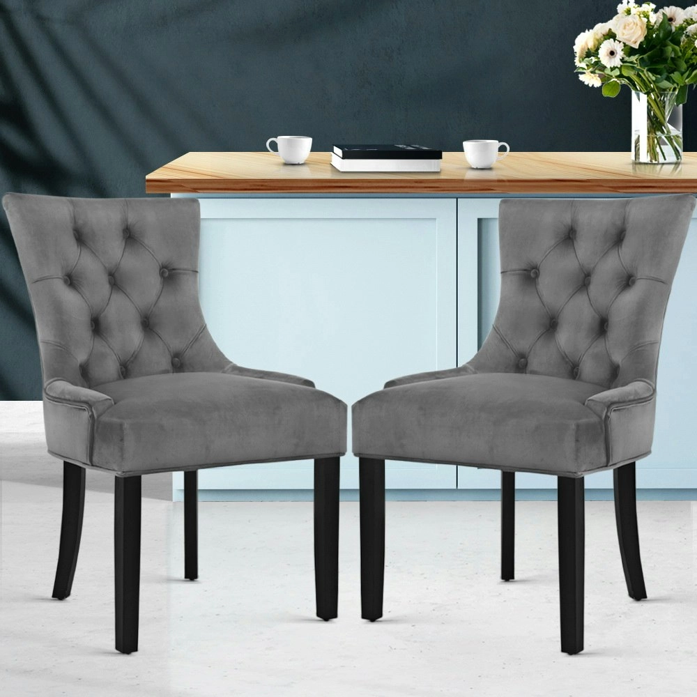 Artiss Dining Chairs Set of 2 Velvet French Provincial Grey