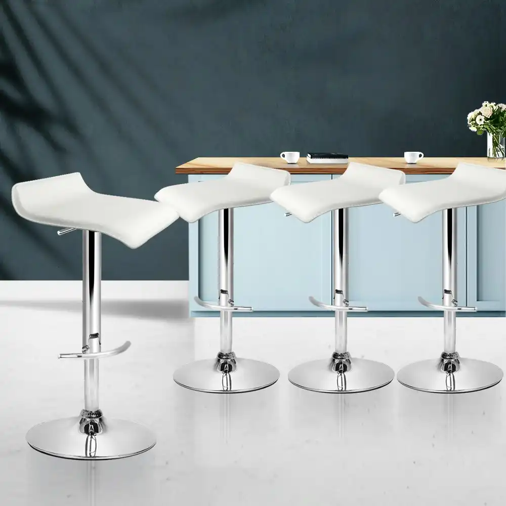 Artiss 4x Bar Stools Adjustable Gas Lift Chairs White