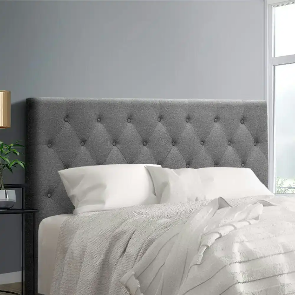 Artiss Bed Head Queen Size Fabric - CAPPI Grey