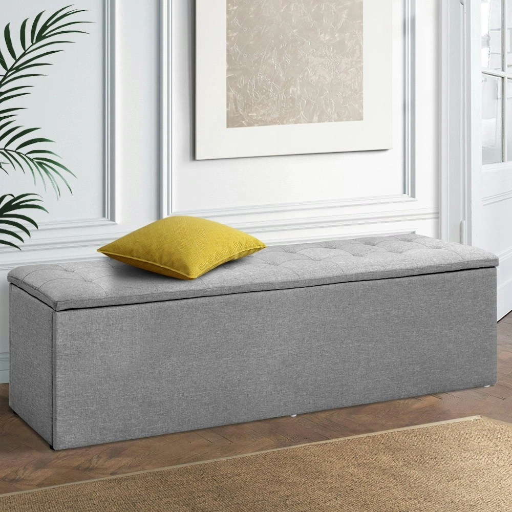 Artiss Storage Ottoman Blanket Box 140cm Linen Grey