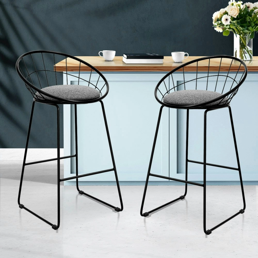 Artiss 2x Bar Stools Padded Seat Metal