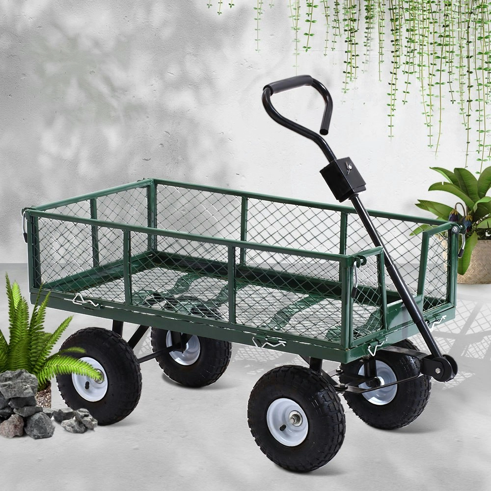 Gardeon 360kg Mesh Garden Cart Steel Removable Sides Trolley Wagon ATV Trailer