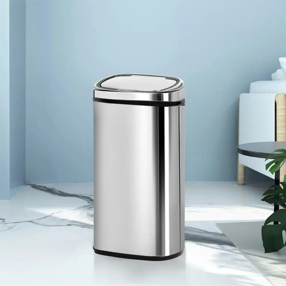 Devanti 68L Motion Sensor Bin Rubbish Automatic Silver