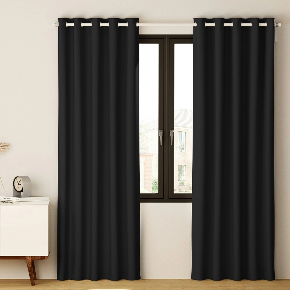 Artiss 2X Blockout Curtains Eyelet 300x230cm Black