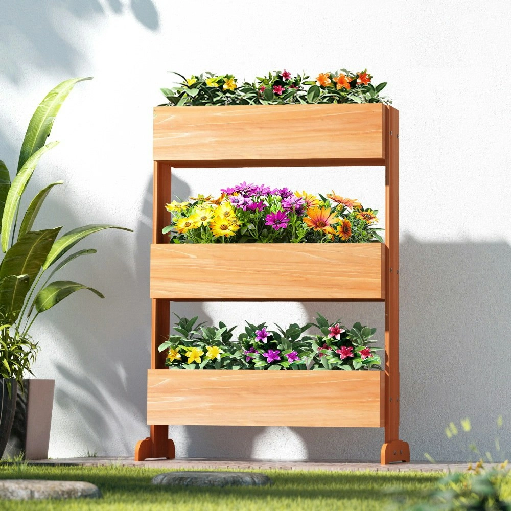 Green Fingers Garden Bed Elevated 69x39x106cm Wooden Planter Box Container Herb