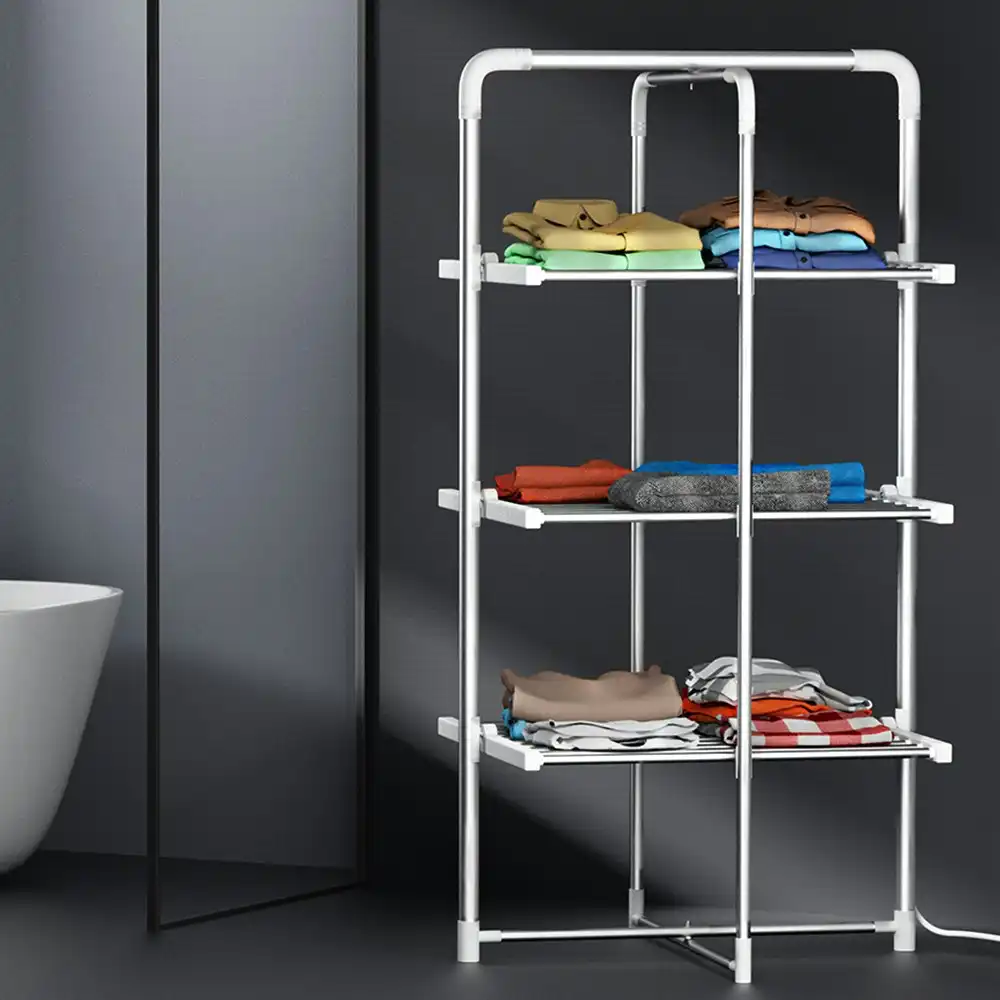 Devanti Electric Heated Towel Rail Rack 30 Bars Foldable Clothes Dry Warmer