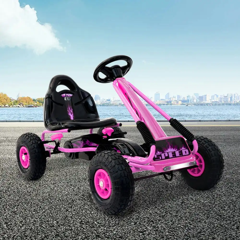 Rigo Kids Pedal Go Kart Ride On Toys Racing Car Rubber Tyre Pink