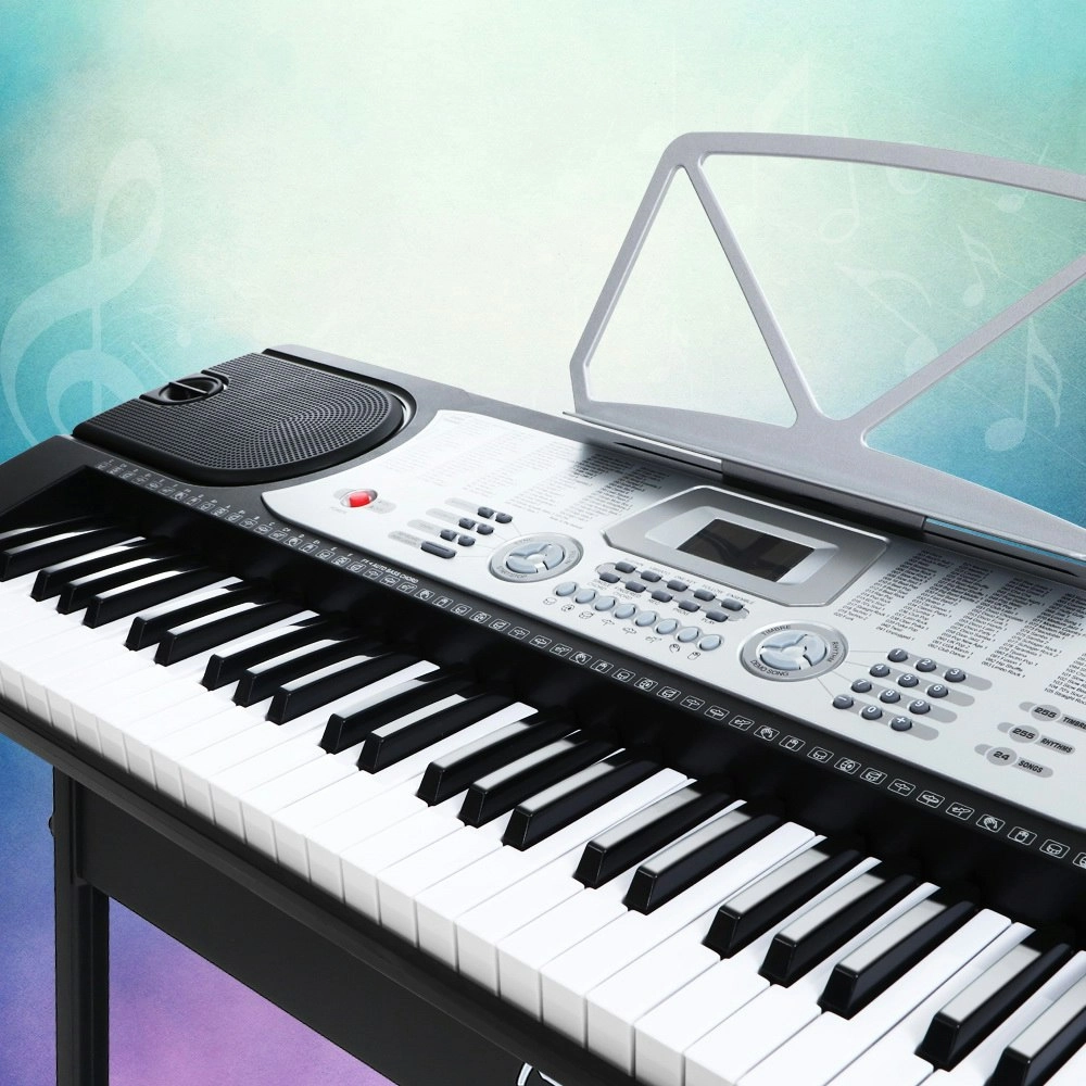 Alpha 61 Keys Electronic Piano Keyboard Digital Electric w/ Stand Beginner Silver