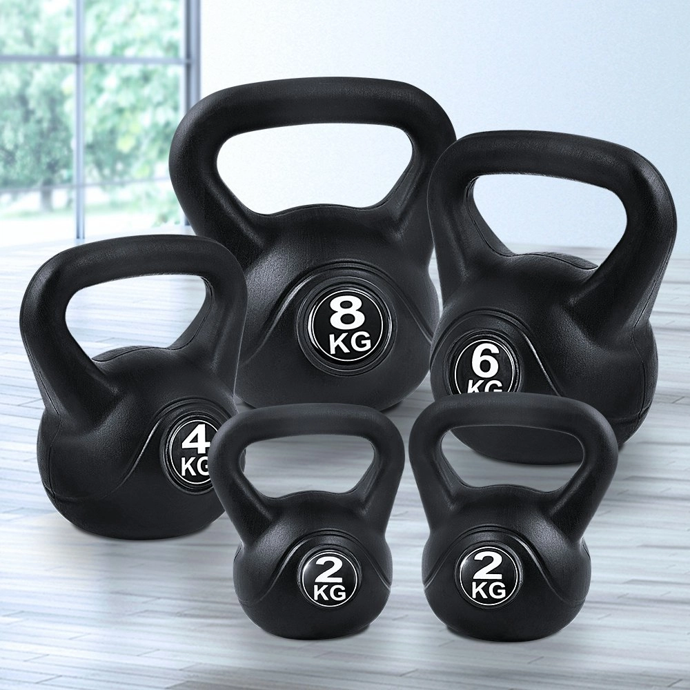 Everfit 22kg Kettlebell Set Weight Lifting Kettlebells Bench Dumbbells Gym Home