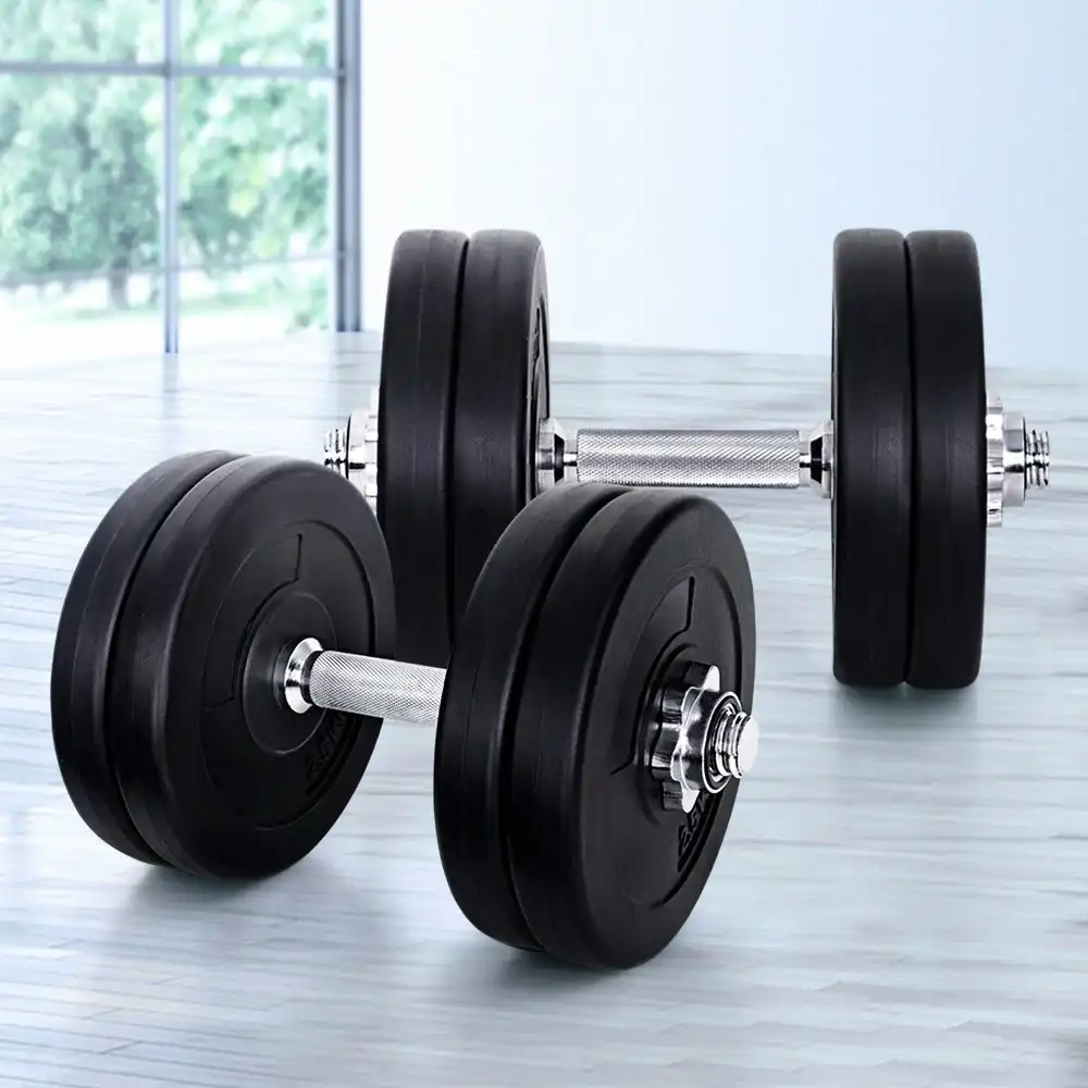 Everfit 25kg Dumbbell Set Weight Plates Dumbbells Lifting Bench