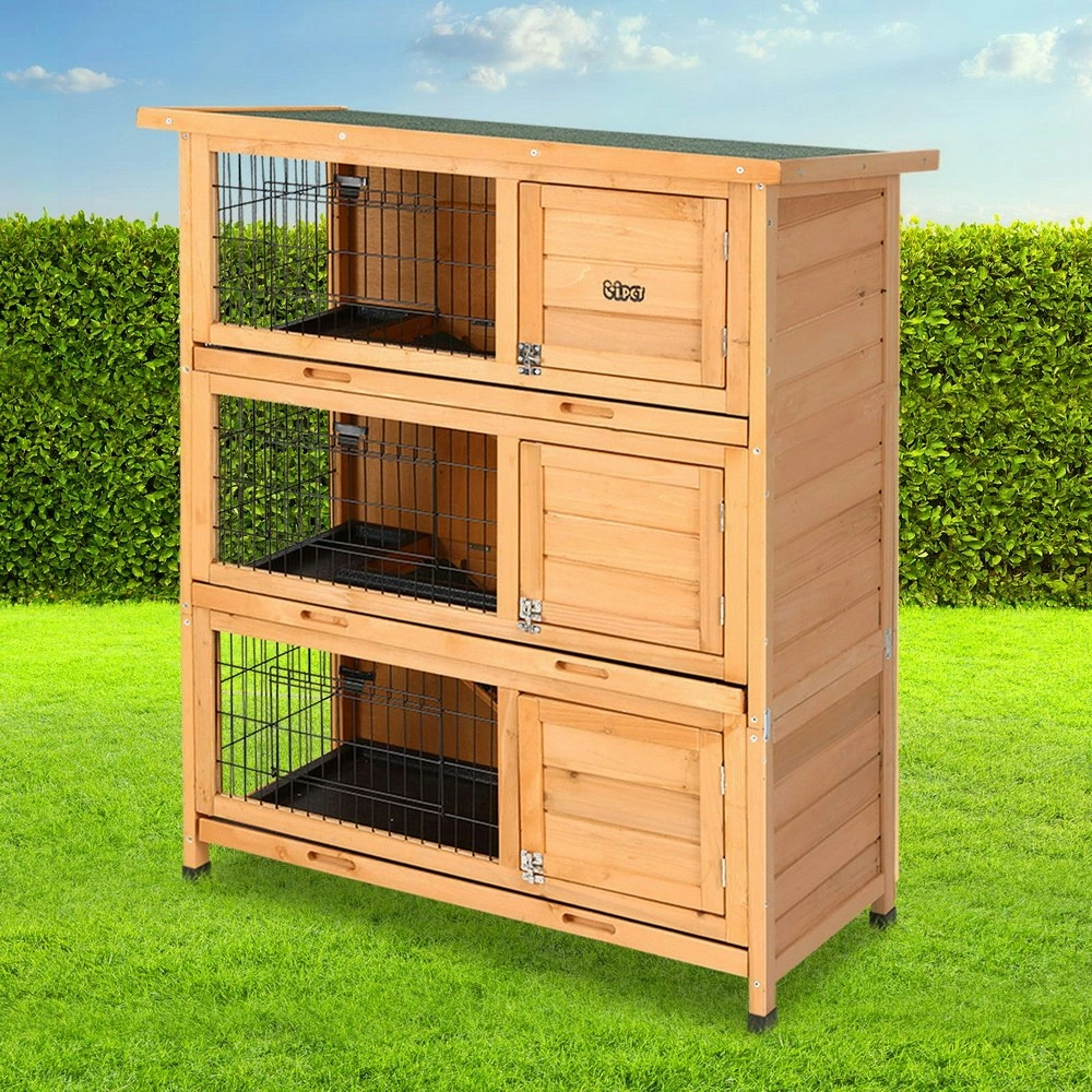 i.Pet Rabbit Hutch 91.5cm x 46cm x 116.5cm Chicken Coop Large House Cage Run Wooden Bunny Outdoor