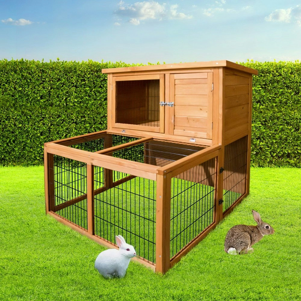 i.Pet Chicken Coop 96cm x 96cm x 100cm Rabbit Hutch Large Run Wooden Cage Outdoor House