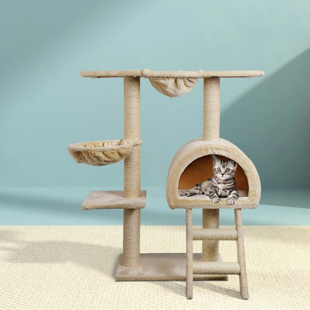 i.Pet Cat Tree 100cm Tower Scratching Post Scratcher Condo House Trees Bed Beige