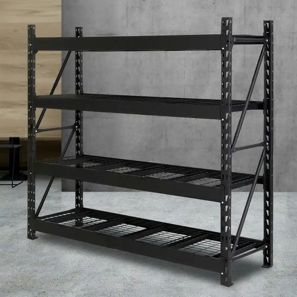 Giantz 2Mx2M Garage Shelving Warehouse Rack Pallet Racking Storage Shelve Black