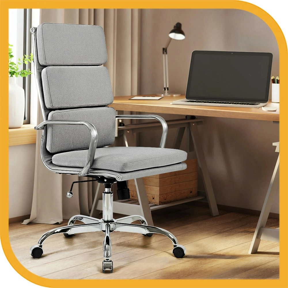 Furb Office Chair Executive High-Back Fabric Seat Light Grey