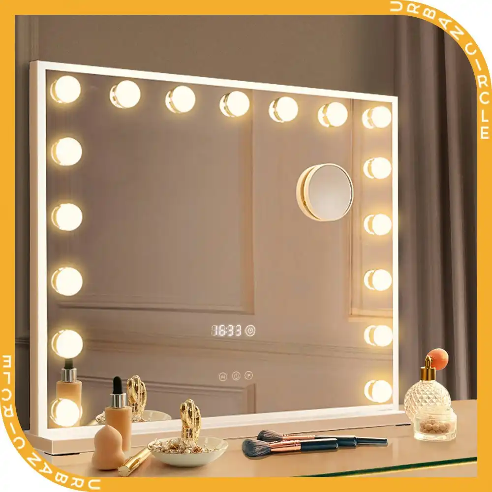 Simplus Vanity Makeup Mirror With 17 Blubs Lights Hollywood LED Mirrors Stand Wall Mounted White