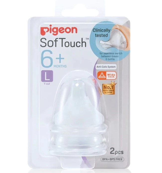 PIGEON Softouch Peristaltic Plus Teat L 6 months plus 2pcs