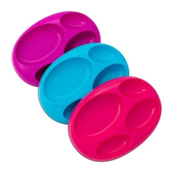 Boon Platter Divided Plate 3Pk - Blue / Kiwi / Tangerine