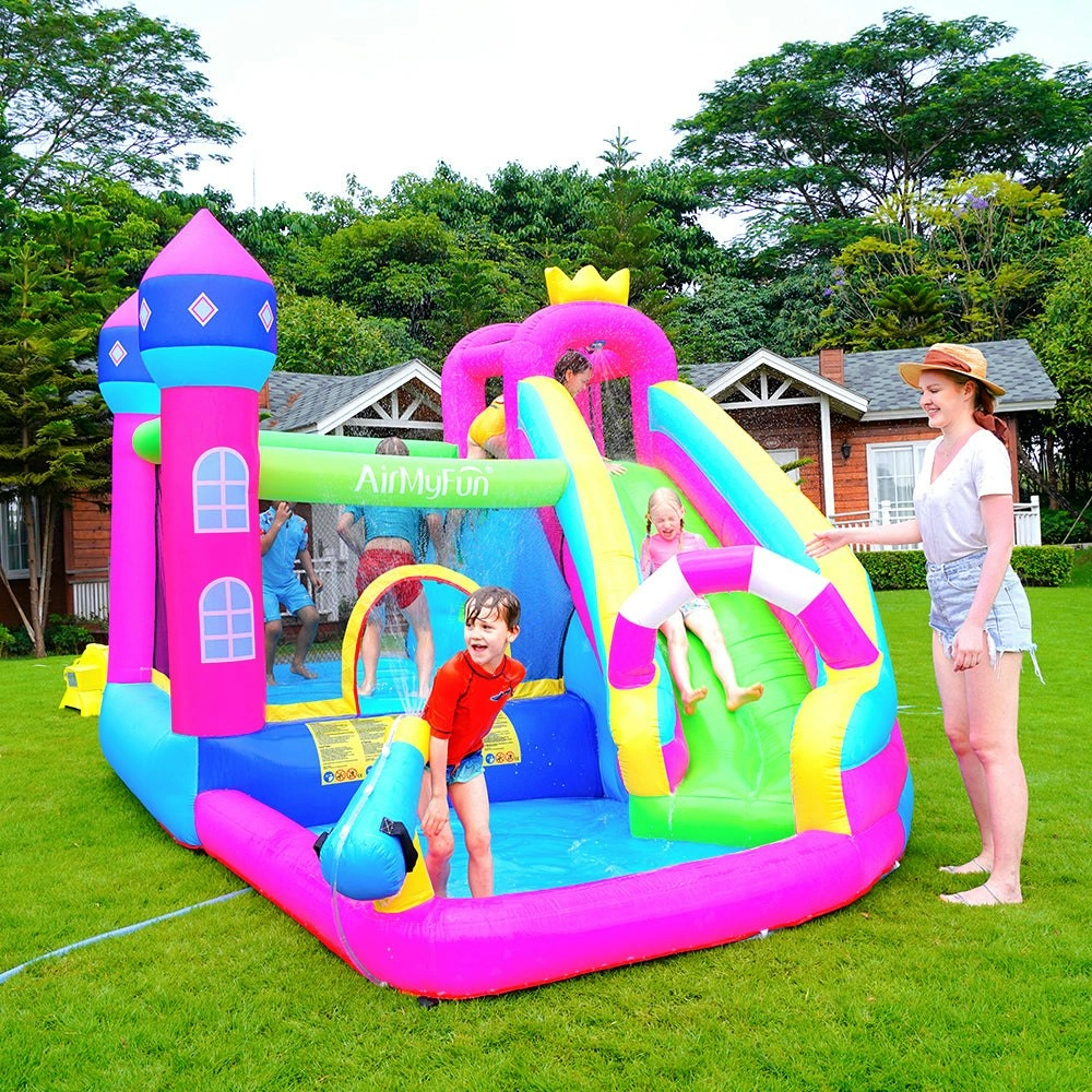 Air My Fun Purple Jumping Castle with Slide and Shooting Gun