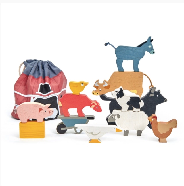 Tender Leaf Toys Stacking Farmyard Animals with Bag