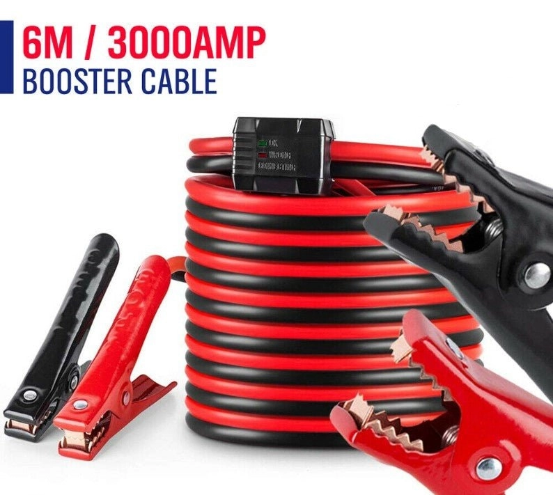 3000AMP Jumper Leads 6M Long Surge Protection Car Boost Cables Alarm Indicator