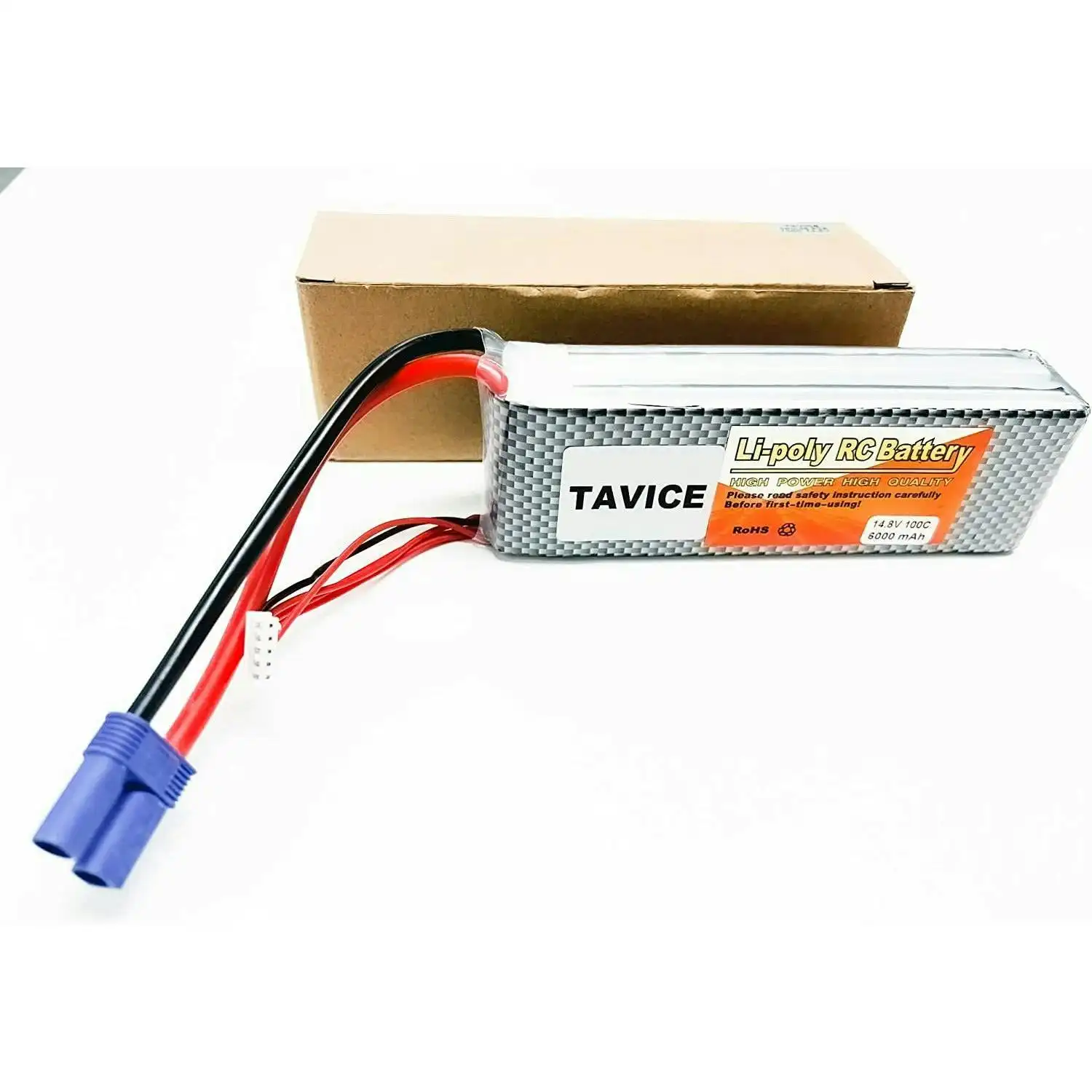 Tavice 6000mAh 4S EC5 100C 14.8V LiPo Battery for RC Helicopter Boat Car Truck