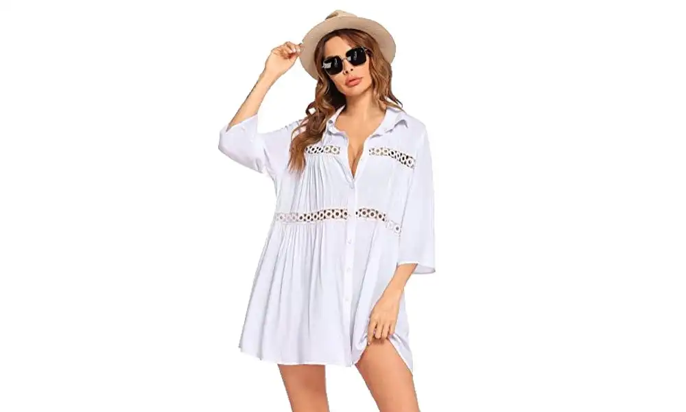 Beach Cover Up T-Shirt Dress - White