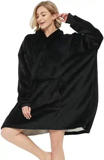 Oversized Blanket Hoodie - Black