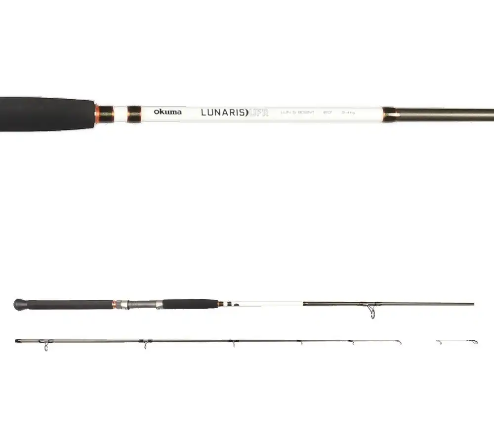 7ft Okuma Lunaris 2-4kg Spin Rod - 2 Piece Fishing Rod with Glowing Nibble Tip