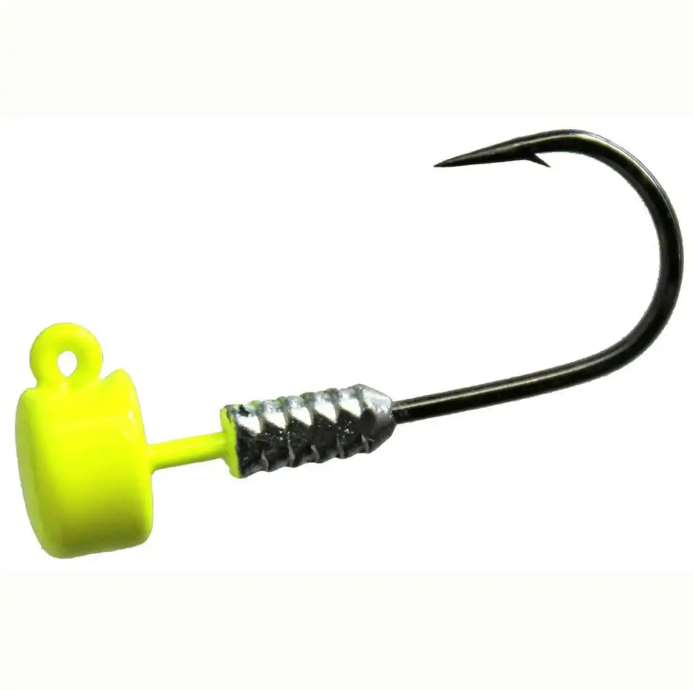 5 Pack of TT Lures Chartreuse Nedlockz Jigheads - Mushroom Head Jig Heads