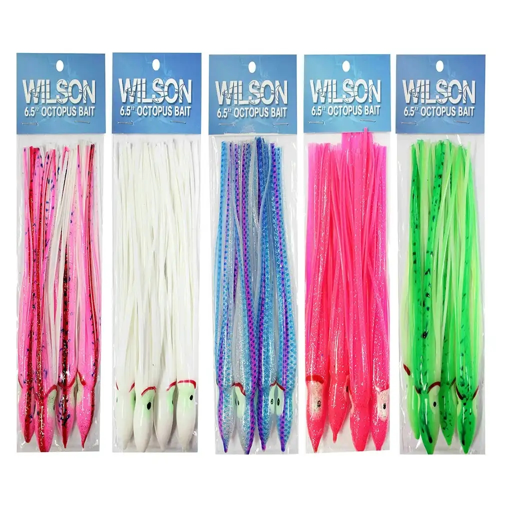 4 Pack of Wilson 5 Inch Vinyl Octopus Squid Skirts - Squid Tails-Trolling Skirts