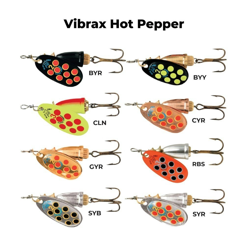 Size 2 Blue Fox Vibrax Hot Pepper 6gm Spinner Lure