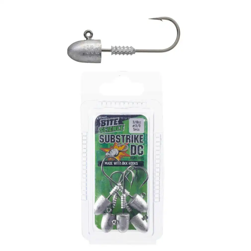 5 Pack of 3/8oz Size 3/0 Bite Science Substrike DC Jigheads with BKK Hooks