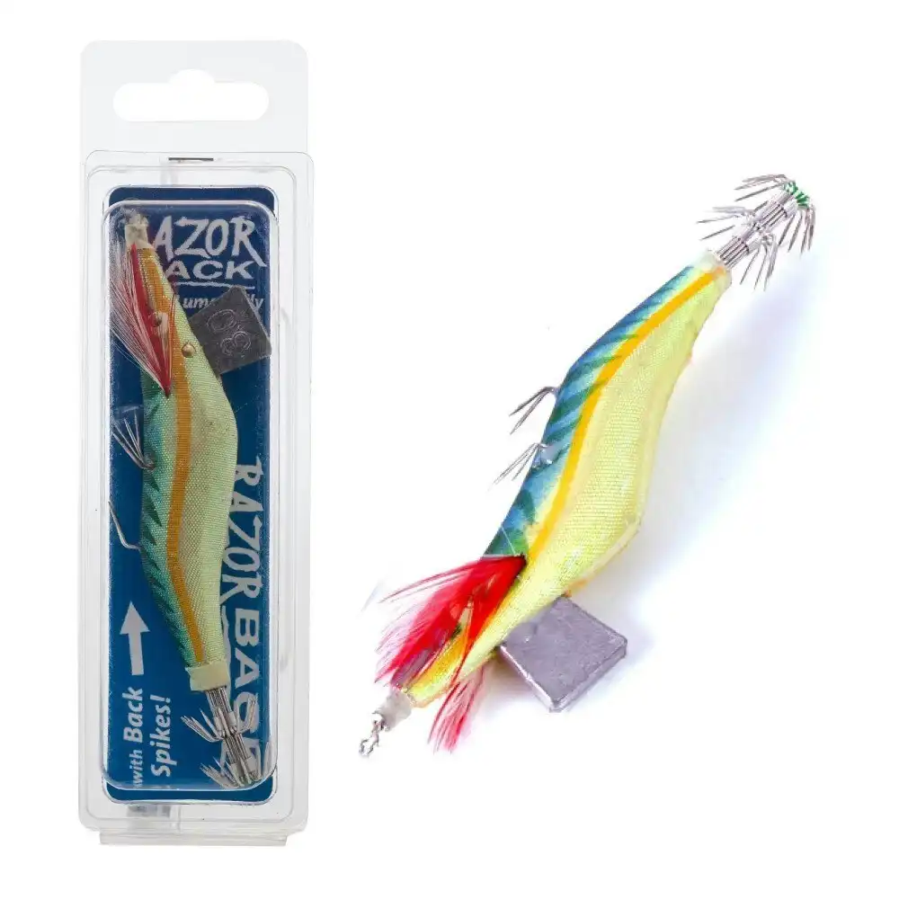 Jarvis Walker Size 3.0 Lumo Blue Razorback Squid Jig Lure