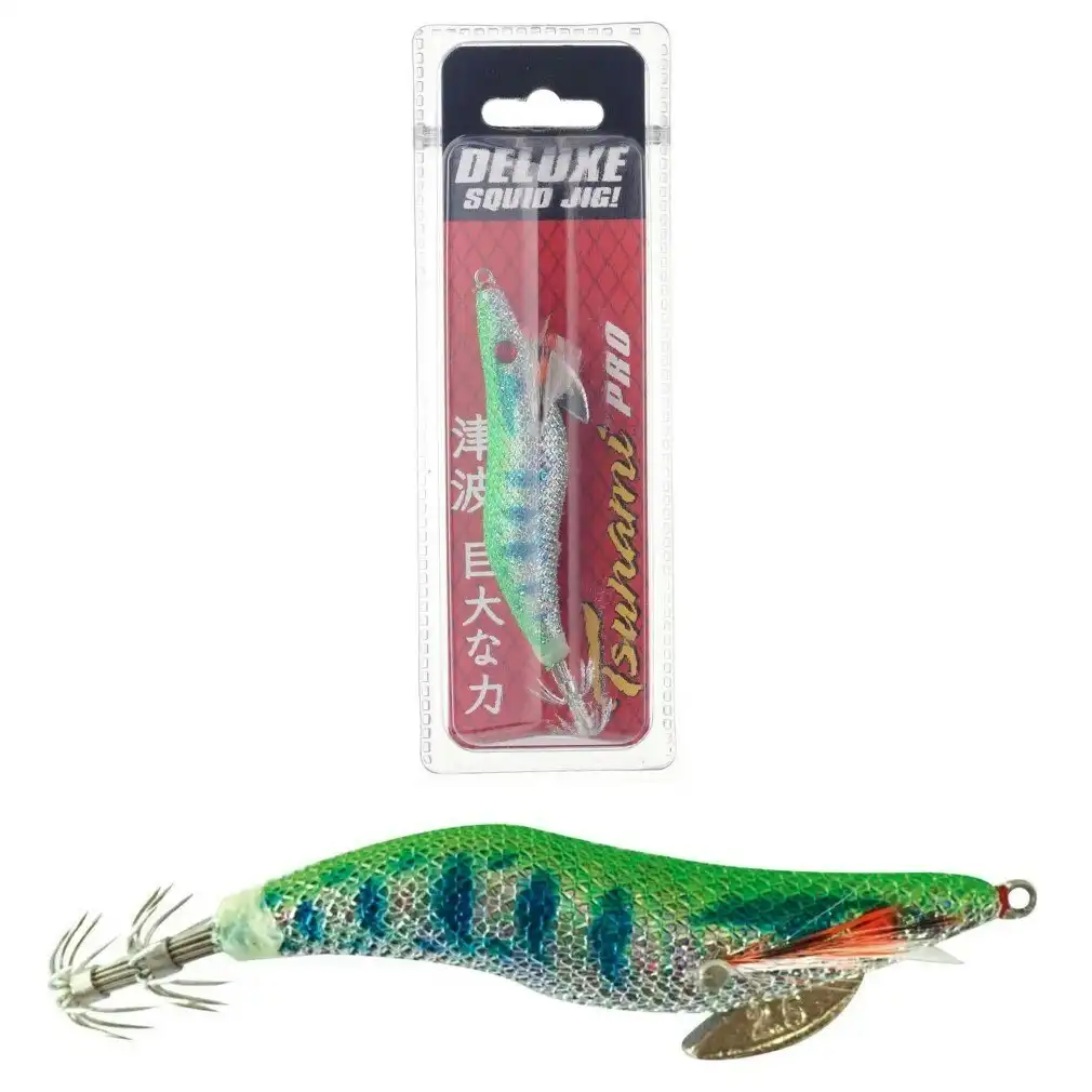 Size 2.5 Green/Blue Tsunami Pro Deluxe Egi Squid Jig Lure