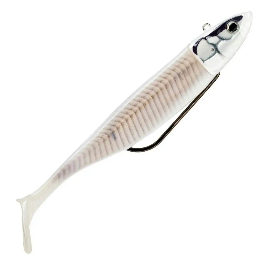 2 Pack of Rigged 9cm Storm Biscay Shad Soft Body Lures - White Pearl Sand Eel