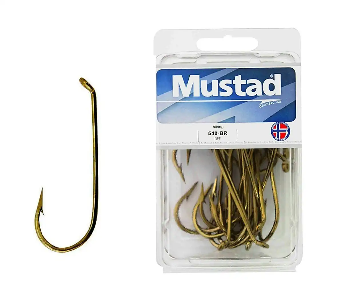 1 Box of Mustad Bronze 540 French Viking Fishing Hooks