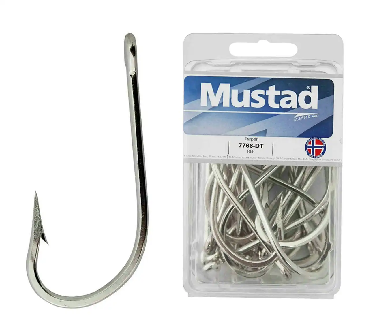 1 Box of Mustad 7766D Duratin Tarpon Fishing Hooks