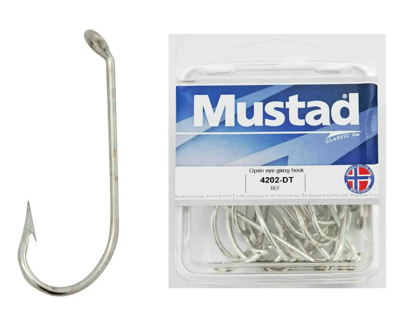 1 Box of Mustad 4202D 2x Strong Kirby Open Eye Fishing Hooks