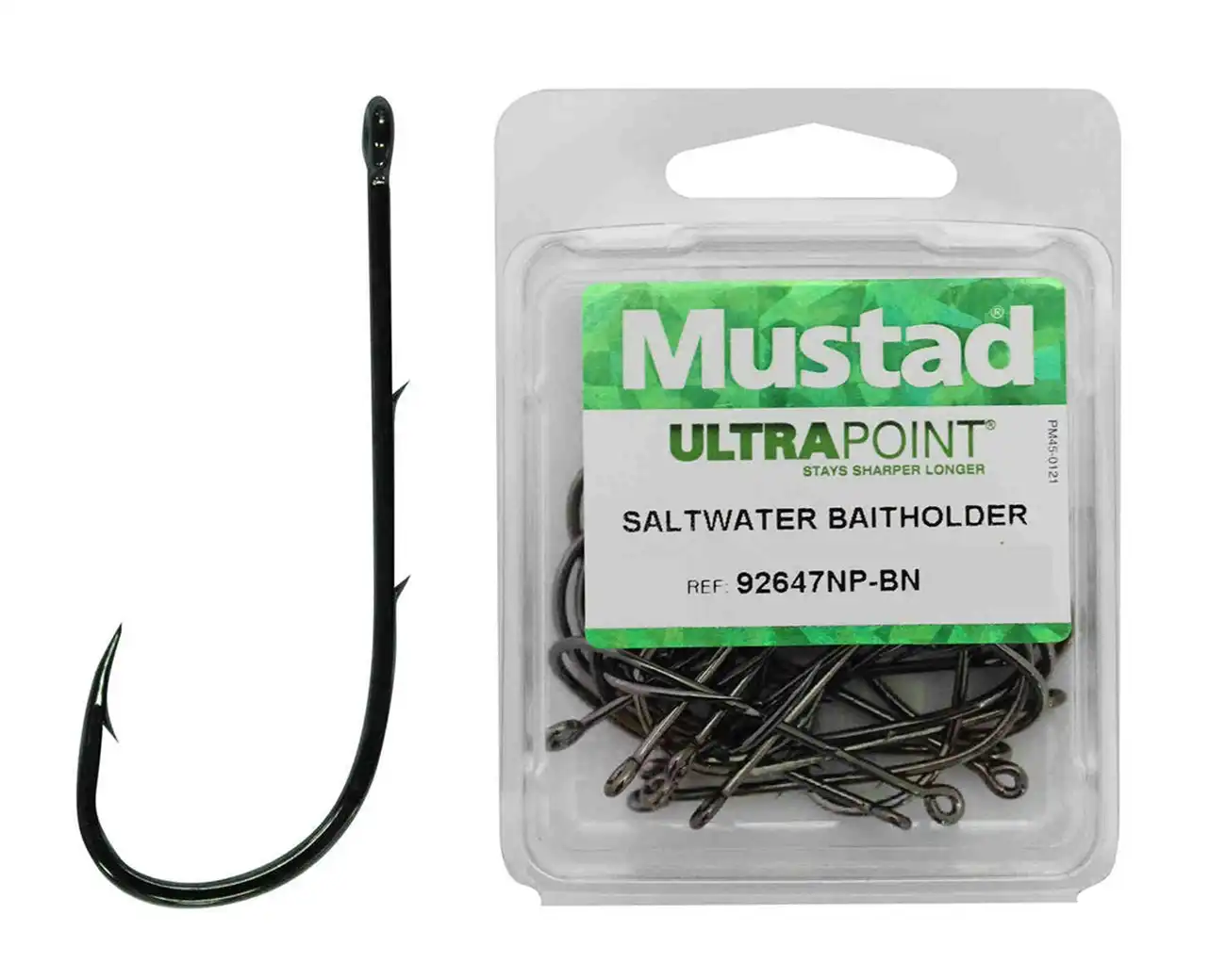 1 Box of Mustad 92647NP-BN Long Baitholder Chemically Sharpened Fishing Hooks