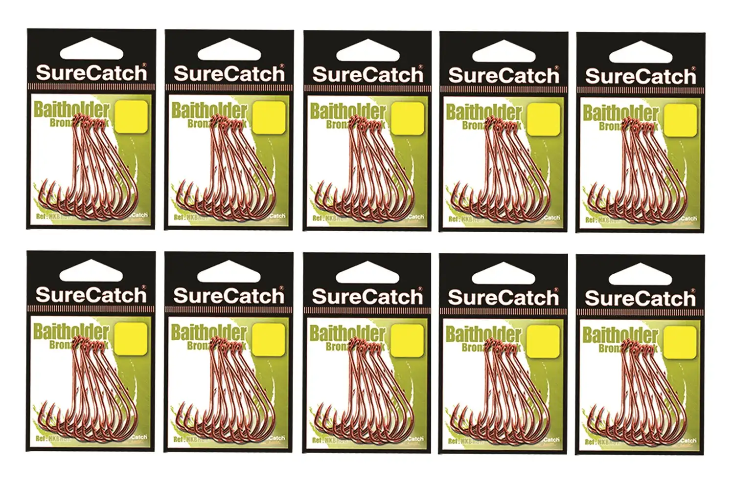 10 Packs of Surecatch Bronze Baitholder Fishing Hooks