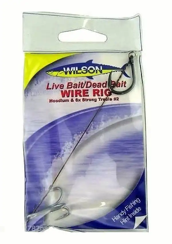 Wilson Live Bait/Dead Bait Wire Rig - #2 Treble & Hoodlum - 69lb Wire Trace